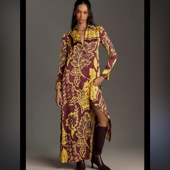 Anthropologie Dresses & Skirts - NWT Anthropologie Corey Lynn Carter Long Sleeve Printed Shirt Maxi Dress S $198